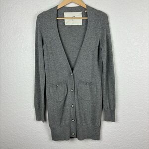 Anthropologie Long Line Cashmere Sweater‎ Gray Womens Small Soft Cozy Minimalist